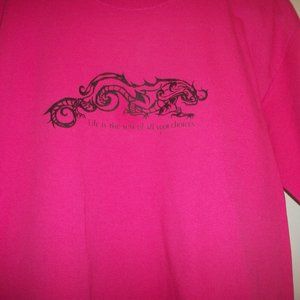 DRAGONCORE BARBIECORE DRAGON HOT PINK TEE SHIRT W SAYING LG